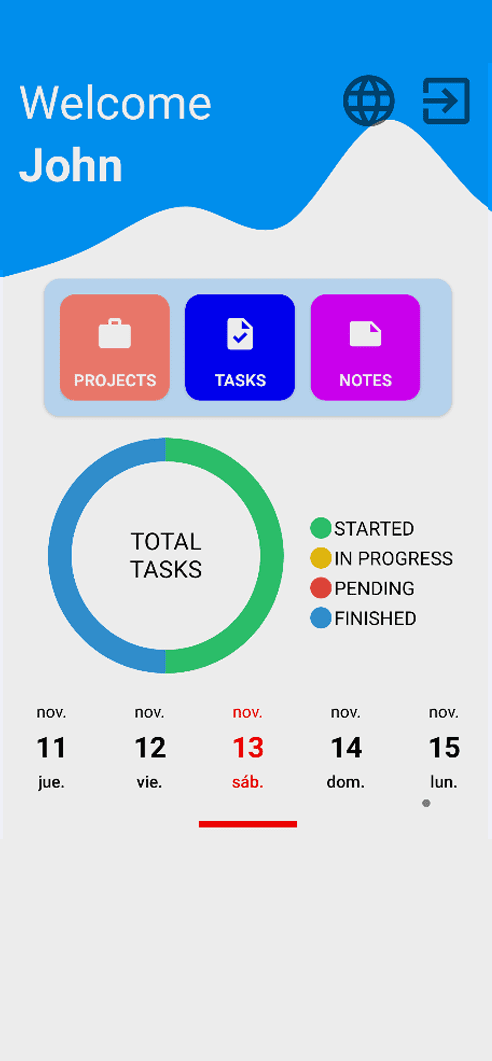 CompApp mobile app dashboard